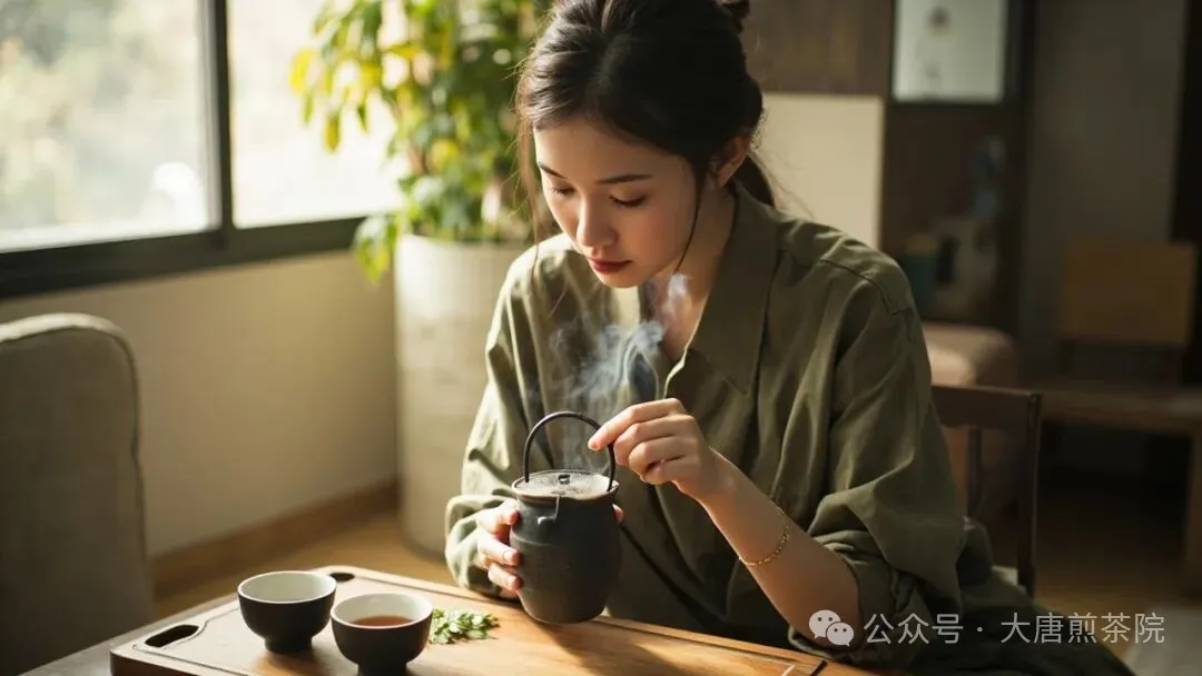 年轻人喝茶